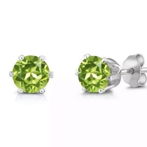 💗 Hypoallergenic Stainless Steel Peridot Crystal Earrings 6mm NEW